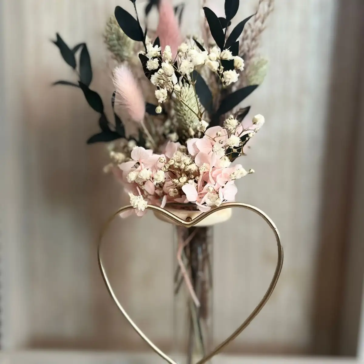 Composition Florale Séchée "Cœur Tendre"