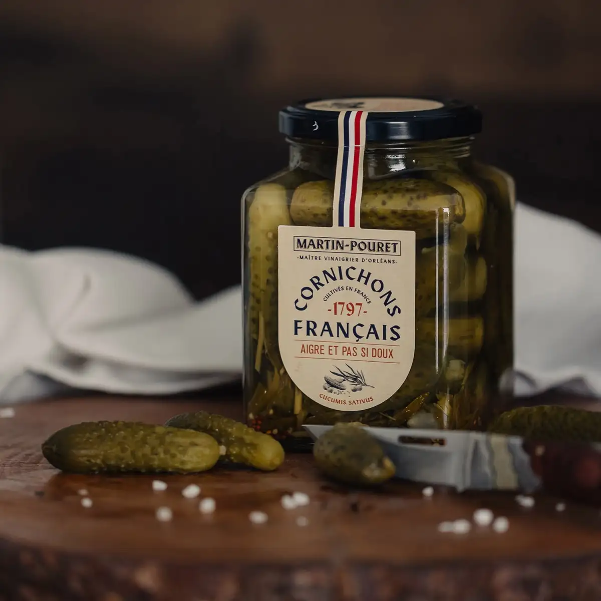 Cornichons Français aigre et pas si doux 270g - MARTIN POURET