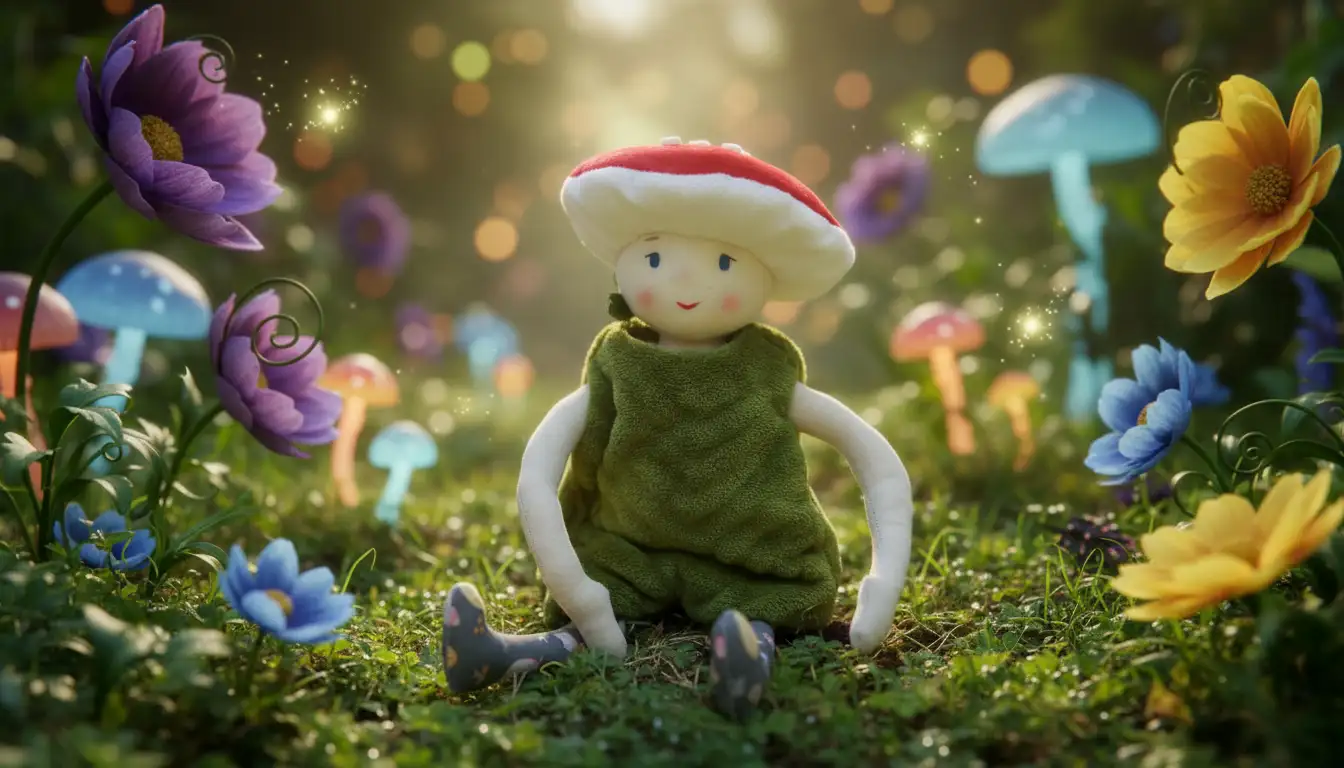 Magnifique poupée de chiffon - SUZON LE CHAMPIGNON - Fait Main par Poule Rousse et dame Tartine