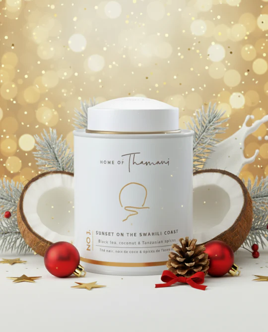 Thé Noir Sunset on the Swahili Coast - une version réinventée du Chaï  épicé : Thé noir Kényan, noix de coco & épices