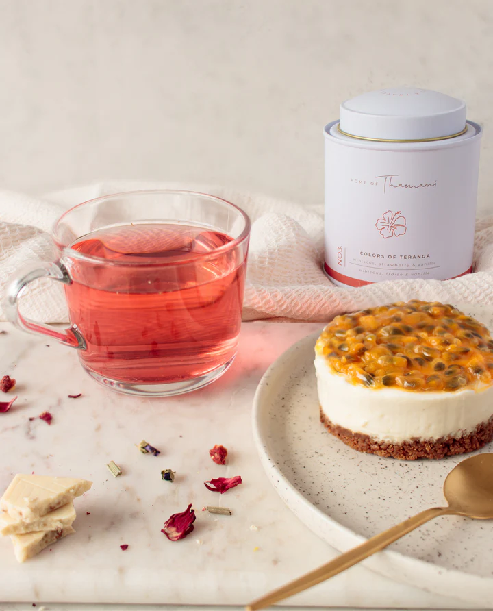 Infusion colors of Teranga - Hibiscus, Fraise & Vanille