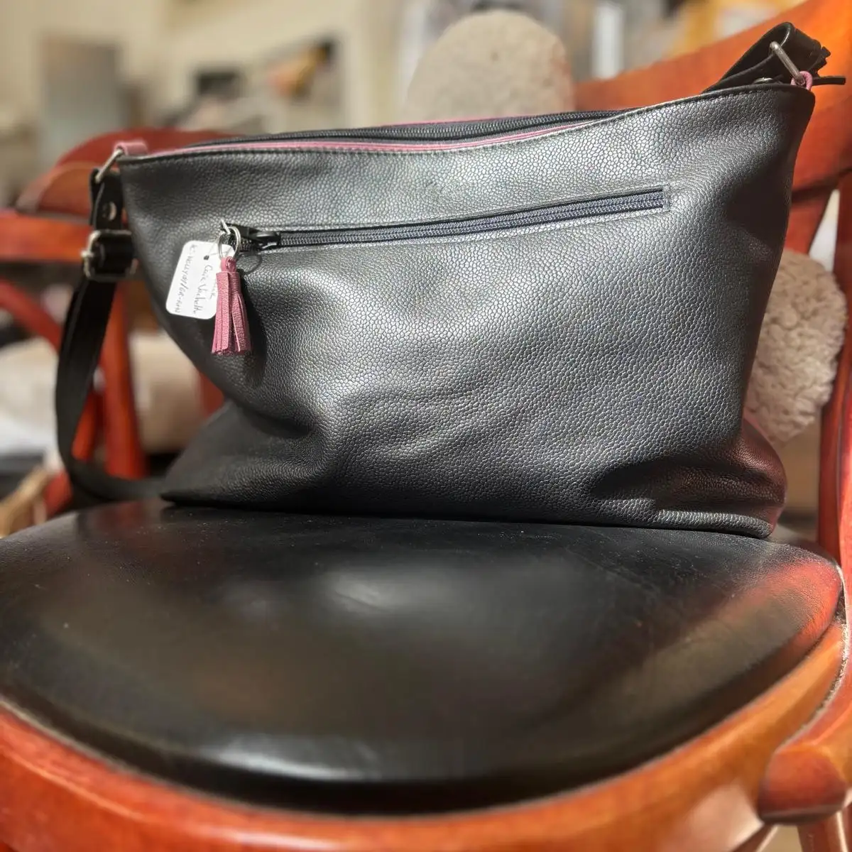 Sac Bandoulière Bicolore Rose Poudré & Noir - Nina Boutik