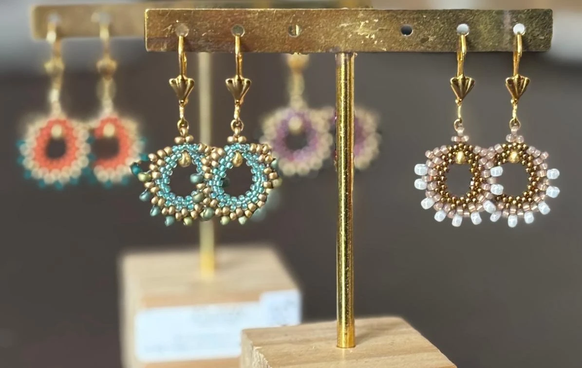 Boucles d'Oreilles - Fancy Shell's Turquoise & Or - Nina Boutik