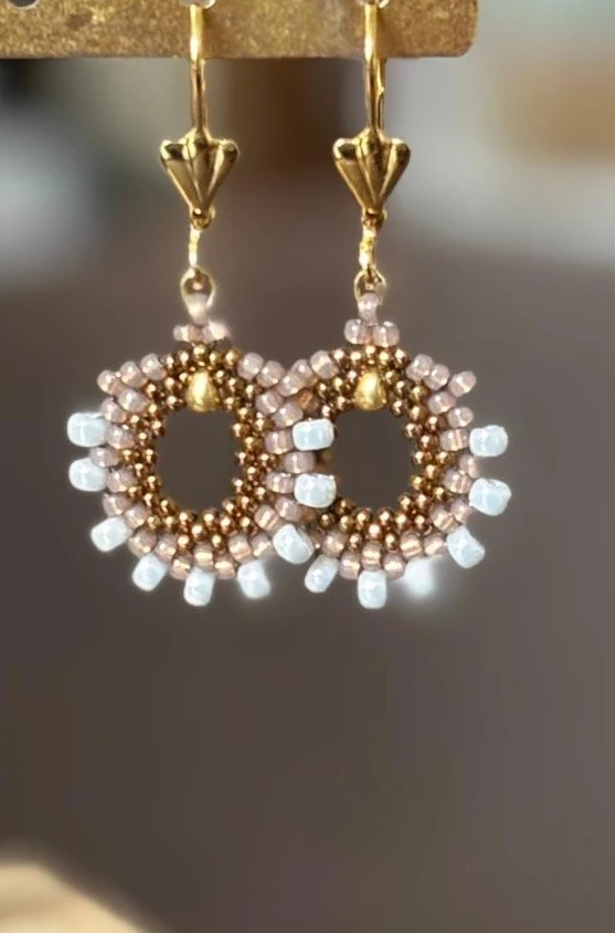 Boucles d'Oreilles - Fancy Shell's Rose, Or & Blanc - Nina Boutik