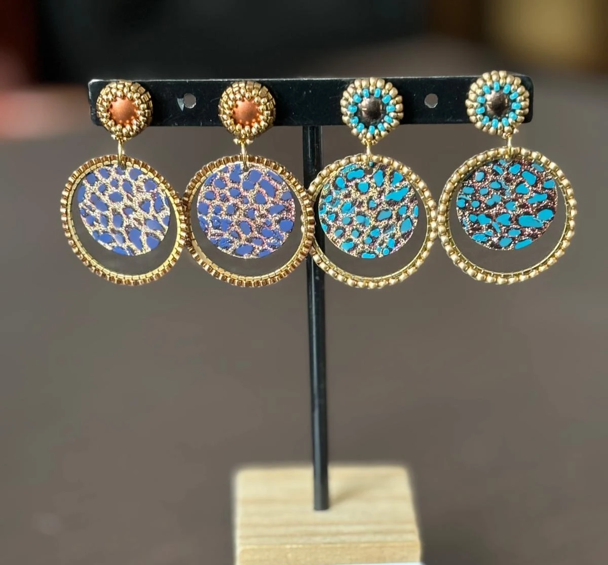 Boucles d'Oreilles - Tiger Eye Turquoise & Or - Nina Boutik