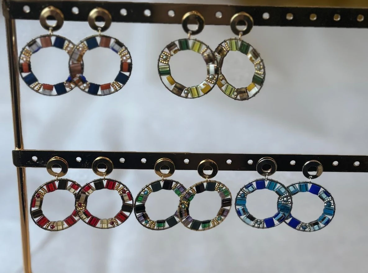 Boucles d'Oreilles - Magic Circle Bleu, Cuivre & Or - Nina Boutik