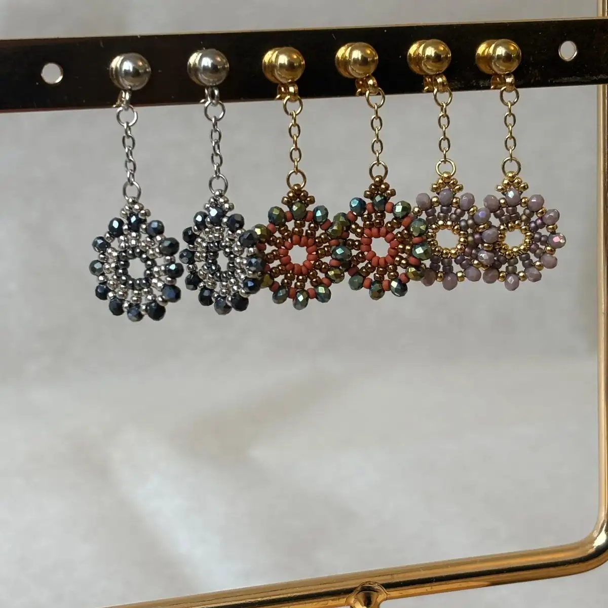 Boucles d'Oreilles - Ferry Wheels Lilas & Or- Nina Boutik copie