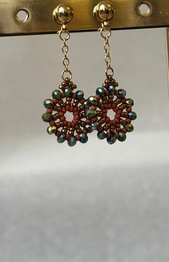 Boucles d'Oreilles - Ferry Wheels Bronze, Terre & Bleu - Nina Boutik