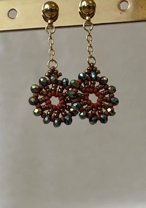 Boucles d'Oreilles - Ferry Wheels Bronze, Terre & Bleu - Nina Boutik