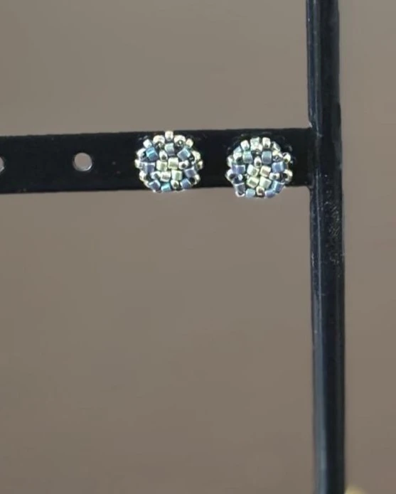 Puces d'Oreilles - Sakura Bleu Clair & Argentée - Nina Boutik