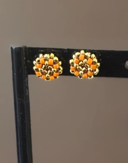 Puces d'Oreilles - Sakura Orange & Dorée - Nina Boutik