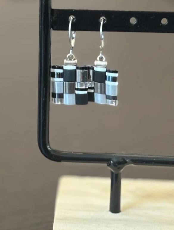 Boucles d'Oreilles - The Wall Noir & Gris - Nina Boutik