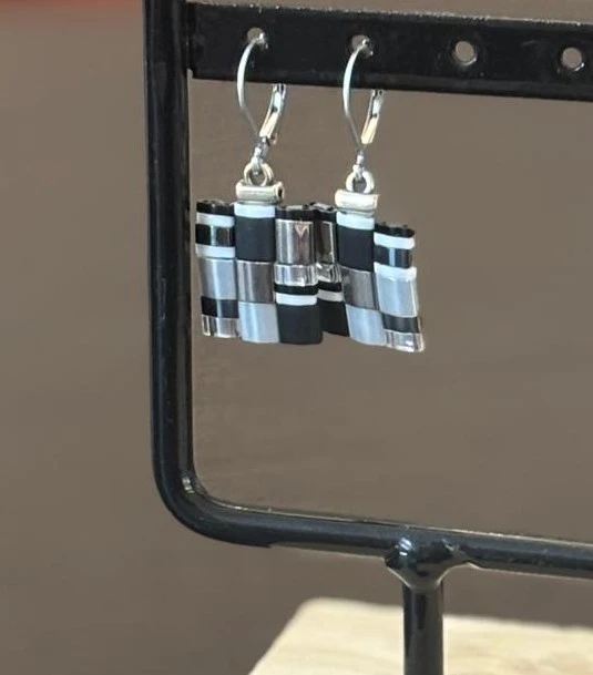 Boucles d'Oreilles - The Wall Noir & Gris - Nina Boutik