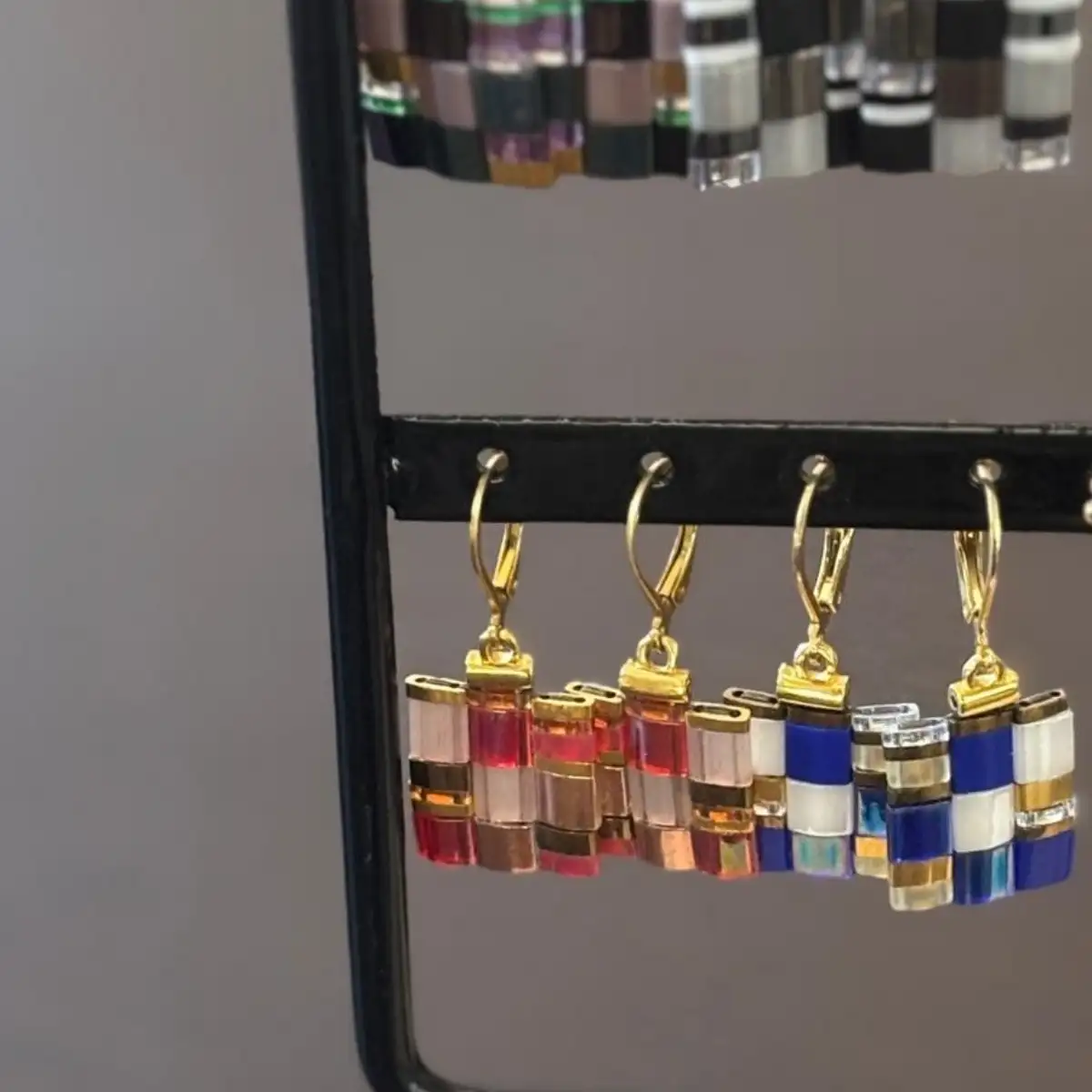 Boucles d'Oreilles - The Wall Noir & Gris - Nina Boutik