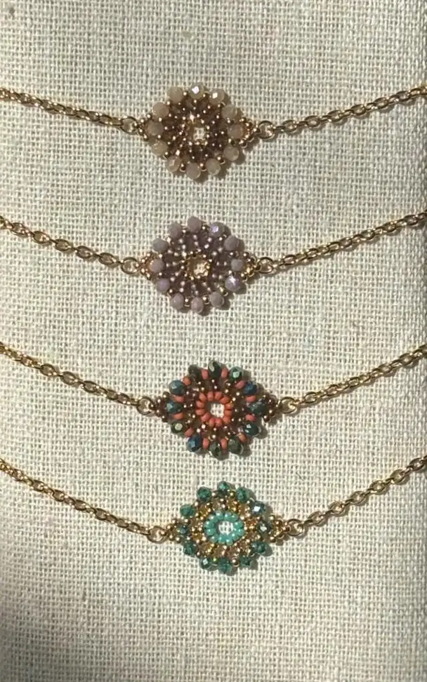 Bracelet - Ferry Wheels Corail, Turquoise & Doré - Nina Boutik