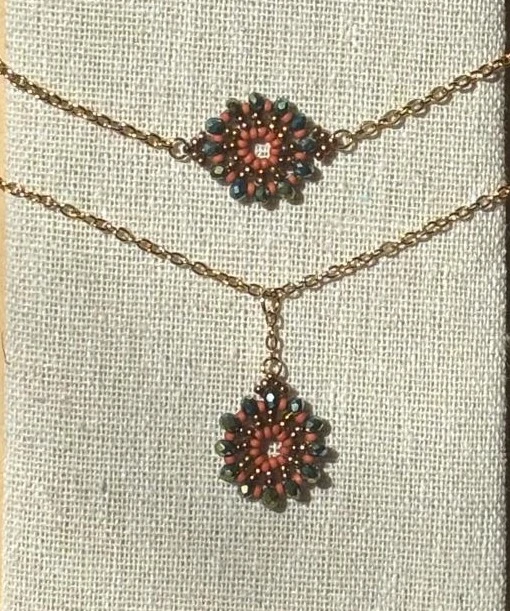 Bracelet - Ferry Wheels Corail, Turquoise & Doré - Nina Boutik