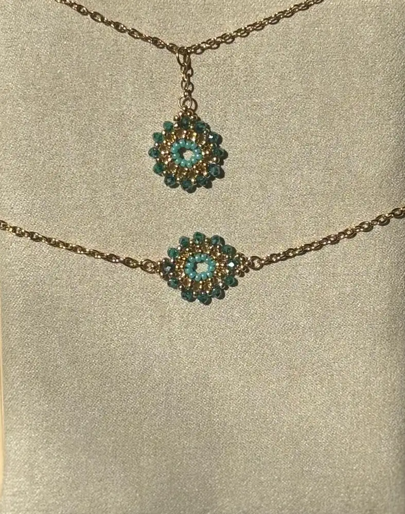Collier - Ferry Wheels Turquoise & Doré - Nina Boutik