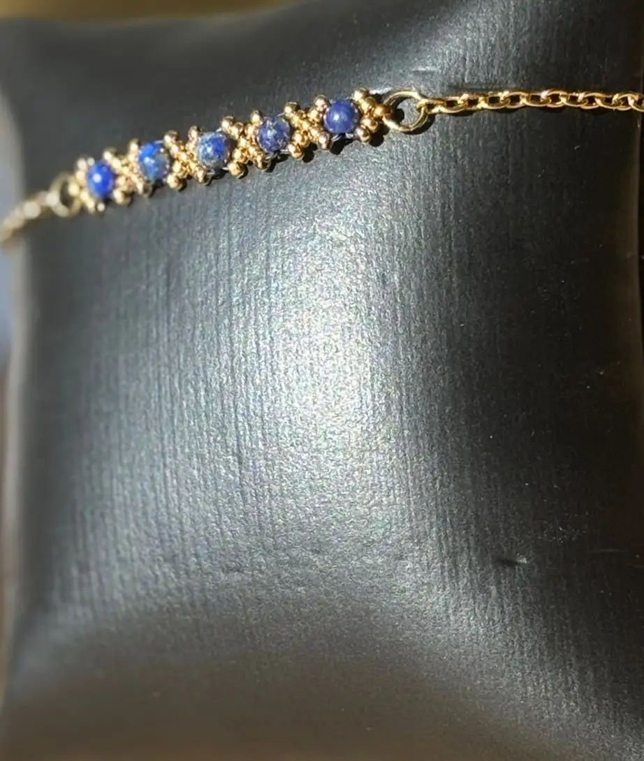 Bracelet - Precious Lace Bleu Foncé & Doré