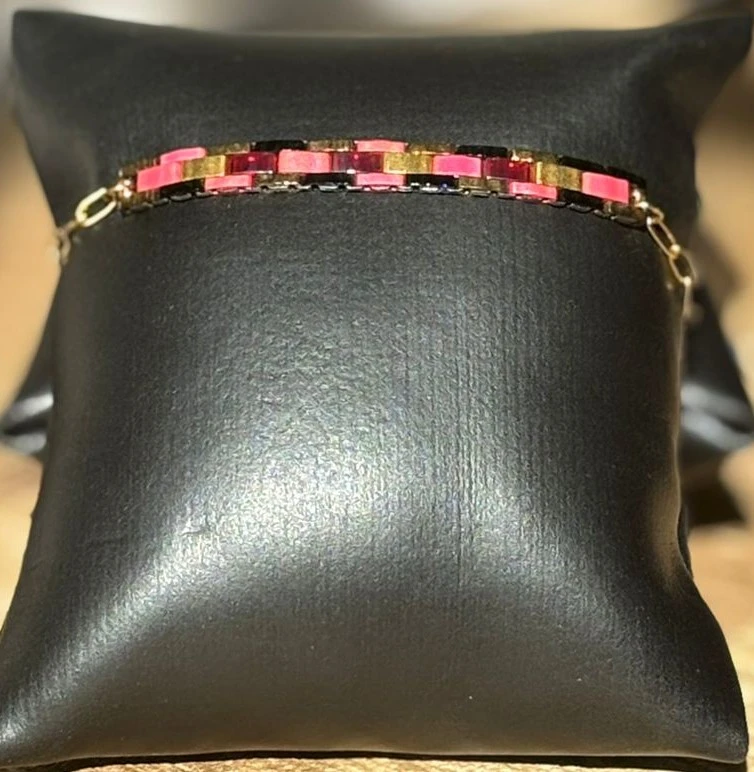Bracelet - Tila Chain Rose, Noir & Doré