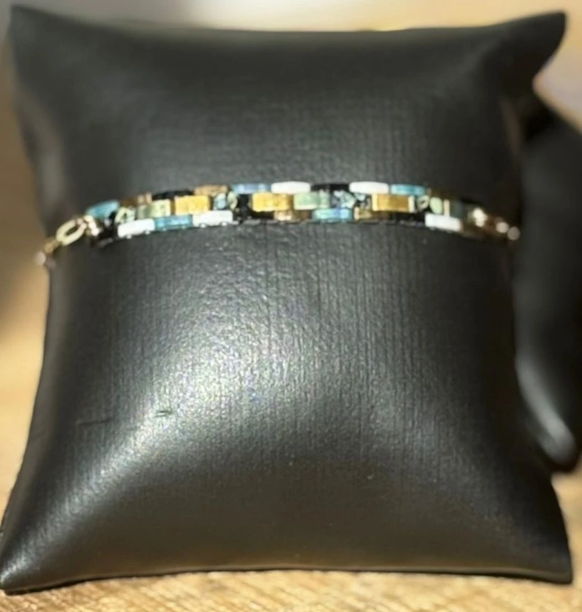 Bracelet - Tila Chain Turquoise, Blanc & Doré