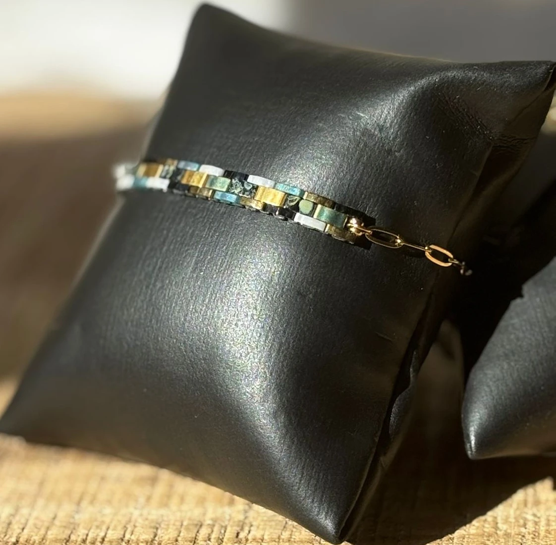 Bracelet - Tila Chain Turquoise, Blanc & Doré