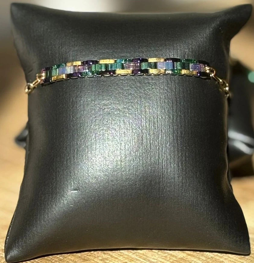 Bracelet - Tila Chain Vert, Violet & Doré