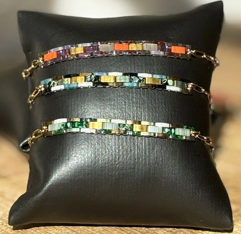 Bracelet - Tila Chain Vert, Violet & Doré