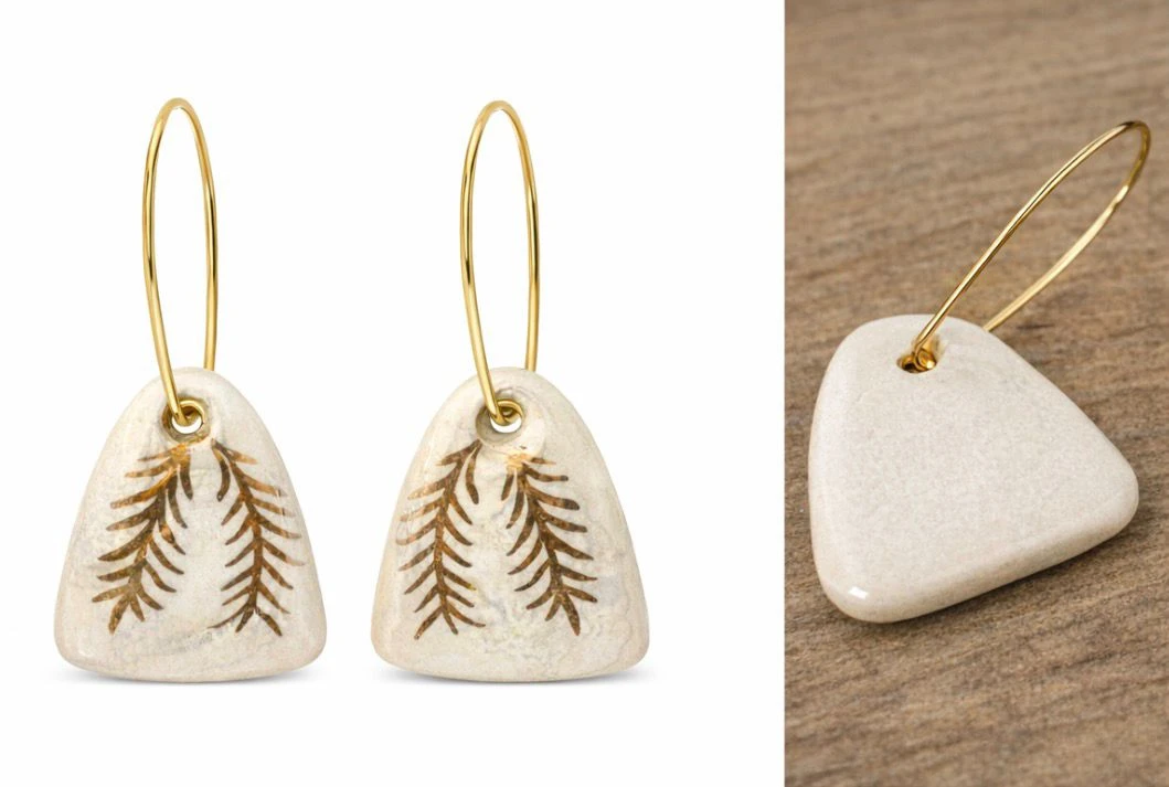 Feuillage - Céramique Doré à l'Or Fin