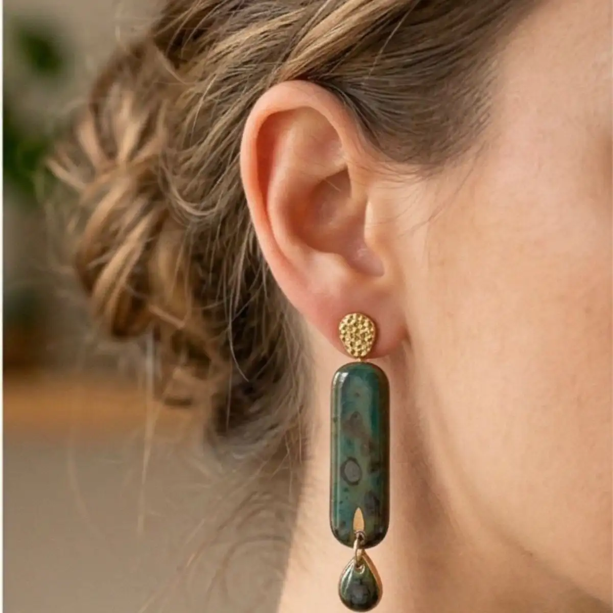 Sauvage verte - Céramique Doré à l'Or Fin