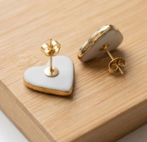 Cœur Blanc - Céramique Doré à l'Or Fin