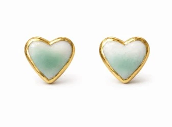 Cœur Vert tendre - Céramique Doré à l'Or Fin