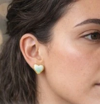 Cœur Vert tendre - Céramique Doré à l'Or Fin