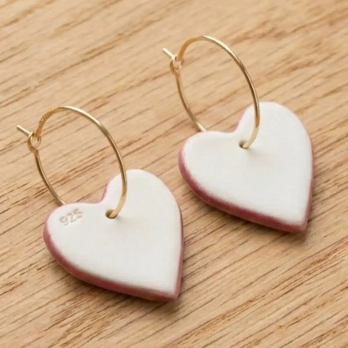 Coeur empreintes - Céramique Doré à l'Or Fin