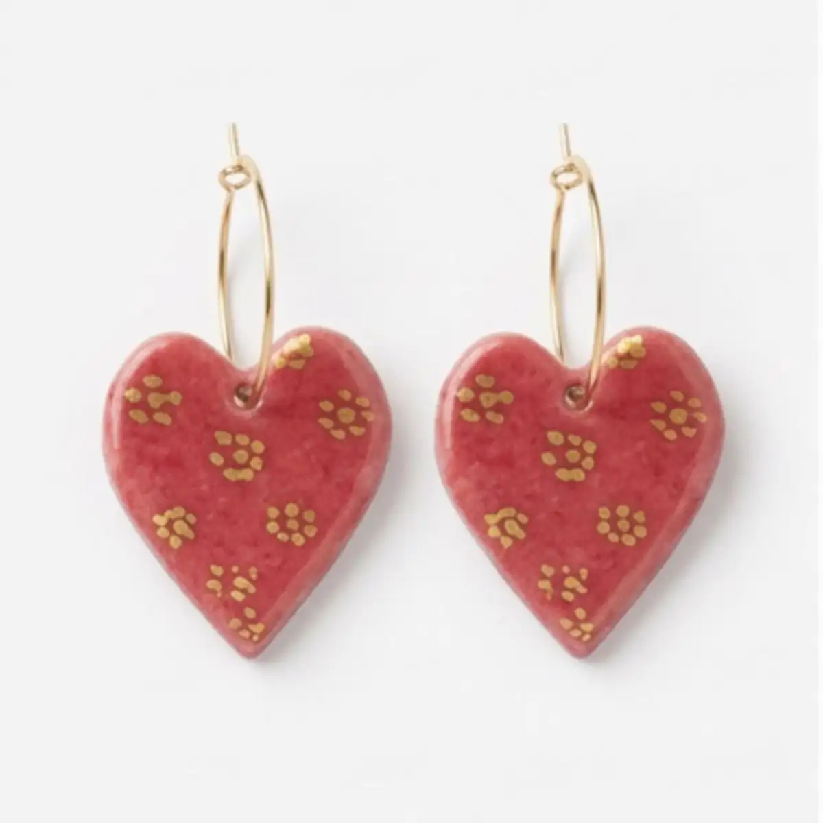 Coeur empreintes - Céramique Doré à l'Or Fin