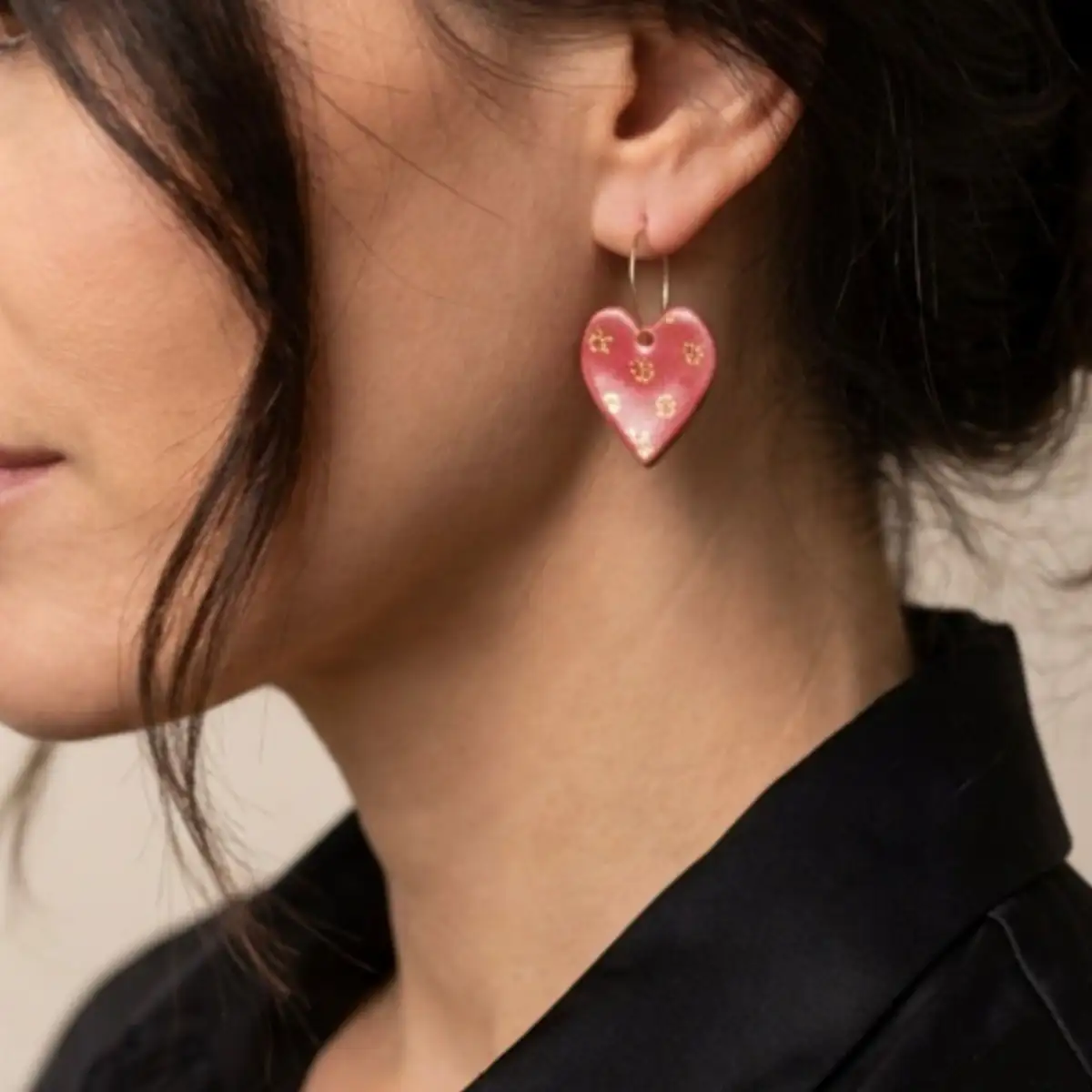 Coeur empreintes - Céramique Doré à l'Or Fin