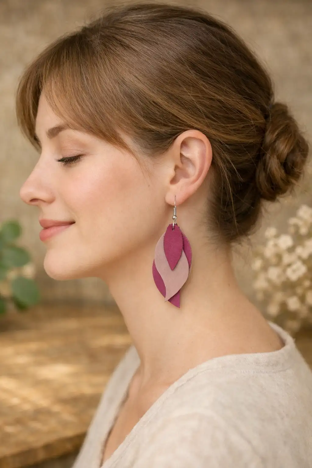 Boucles d'Oreilles - Feuilles Romance