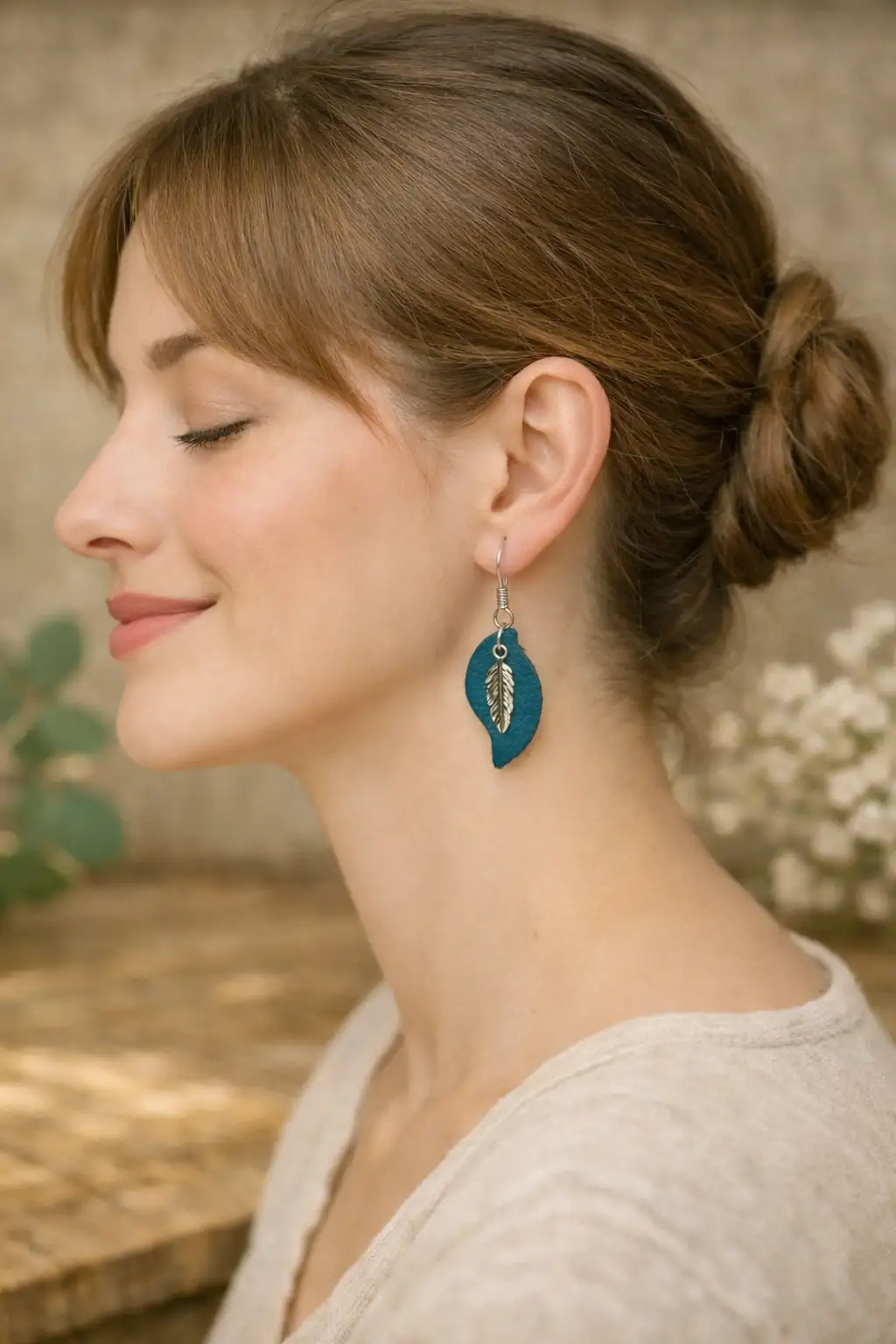 Boucles d'Oreilles - Plume Azur
