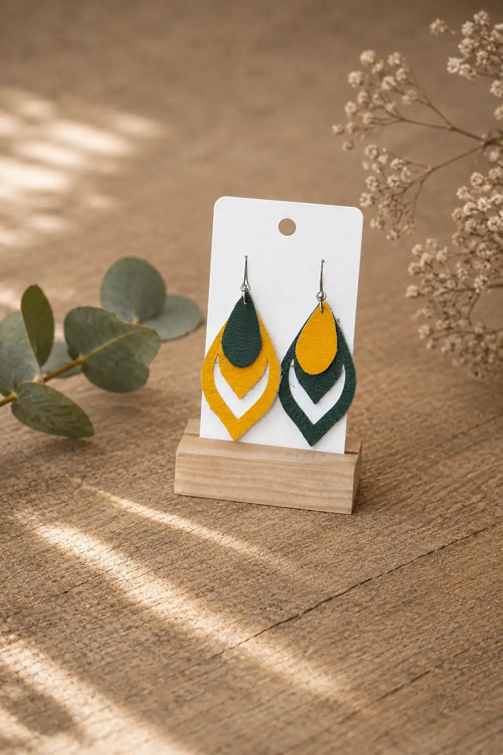 Boucles d'Oreilles - Feuilles Soleil