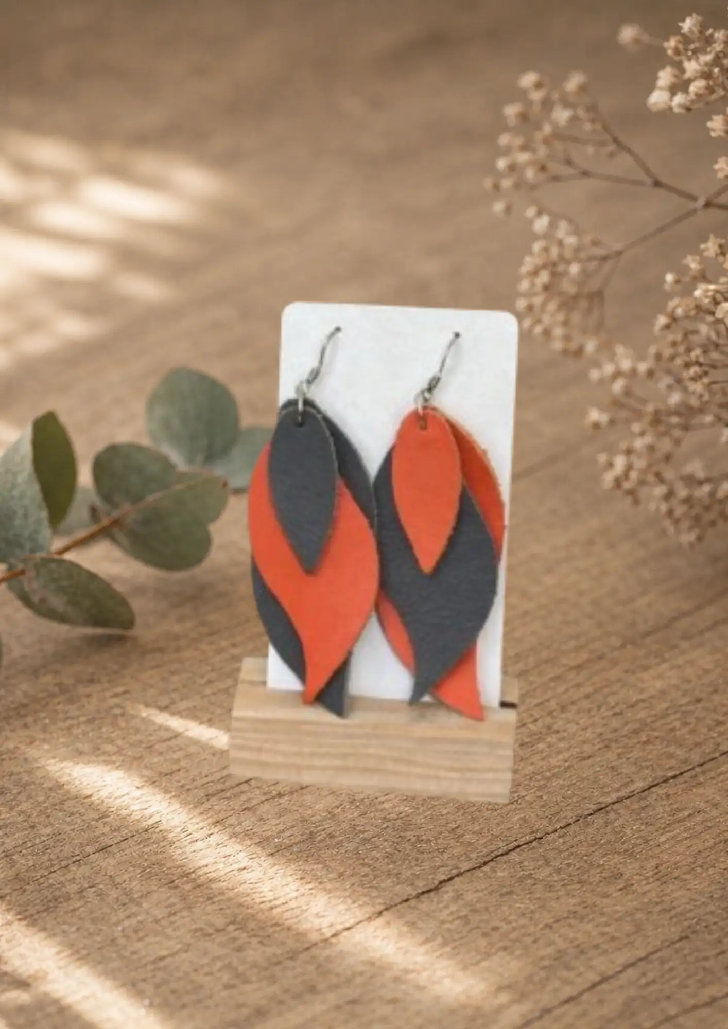 Boucles d'Oreilles - Feuilles de Feu
