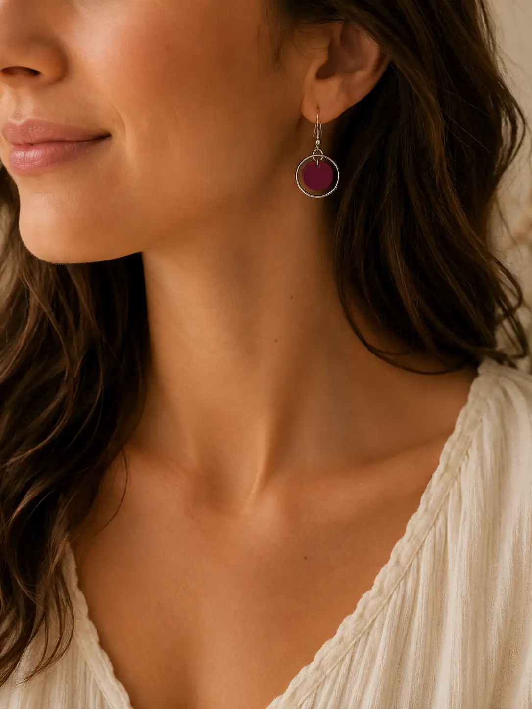 Boucles d'Oreilles - Cercle Prune
